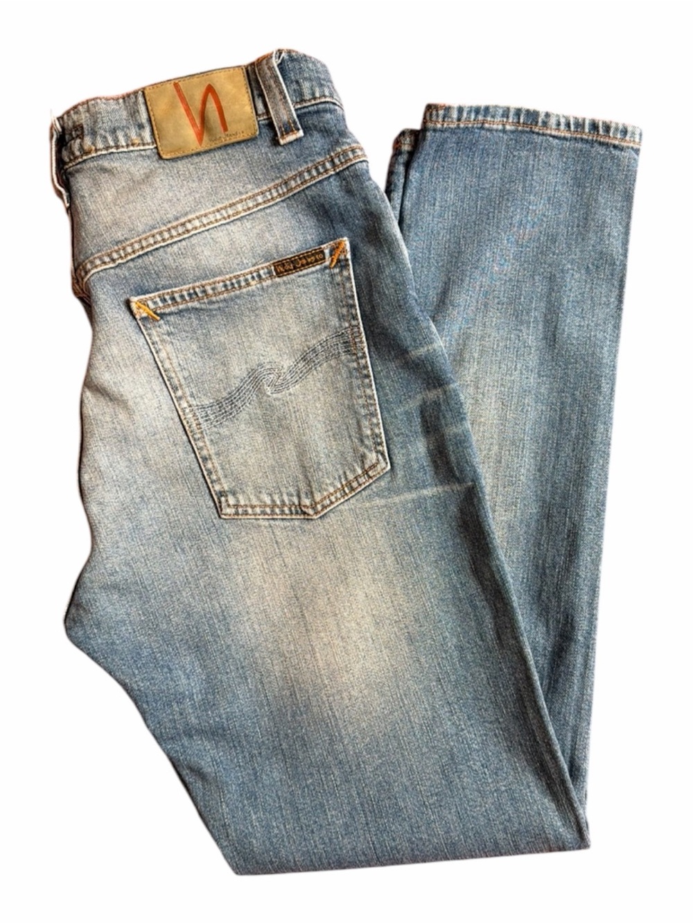 Nudie Jeans Light Blue Straight-Leg Denim